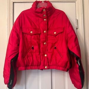 Chanel vintage red cropped puffer jacket